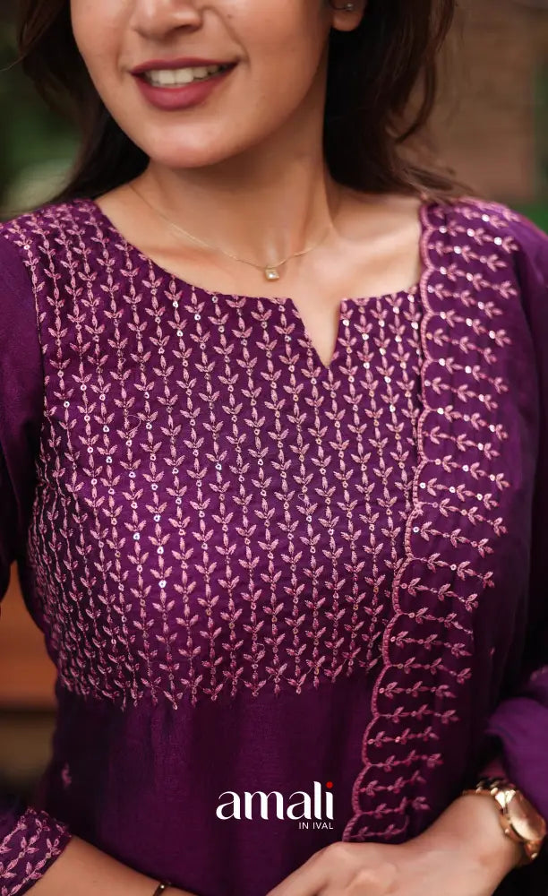 Nakshatra Georgette Salwar - Dark Purple salwar